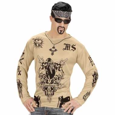 Carnavalskleding tattoo verkleed shirt gangster heren arnhem
