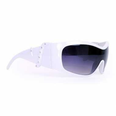 Carnavalskleding toppers witte zonnebril/feestbril zilveren strass st