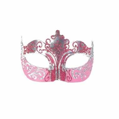 Carnavalskleding venetiaans barok oogmasker goud/roze arnhem