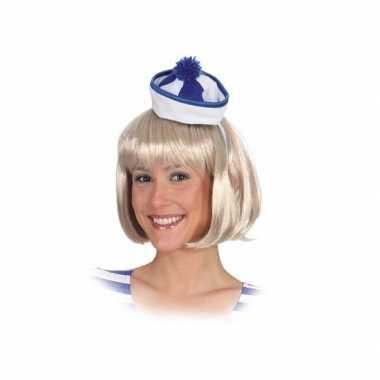 Carnavalskleding x stuks mini matrozen/zeeman hoedje blauw/wit haarband arnhem
