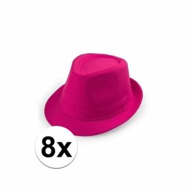 Carnavalskleding x toppers roze trilby hoedjes arnhem