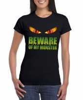 Carnavalskleding beware of my monster halloween t-shirt zwart dames arnhem