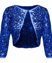 Carnavalskleding blauwe glitter pailletten disco bolero jasje dames arnhem