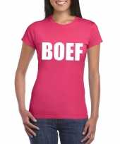 Carnavalskleding boef tekst t-shirt roze dames arnhem