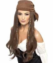 Carnavalskleding bruine piratenpruik bandana dames arnhem