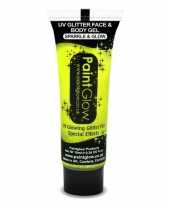 Carnavalskleding gele neon uv glitter gel lichaam gezicht arnhem
