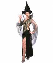 Carnavalskleding halloween complete heksen jurk zwart goud arnhem