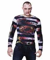Carnavalskleding halloween heren shirt zombie gevangene opdruk arnhem