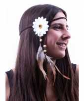 Carnavalskleding hippie hoofdbandje wit arnhem