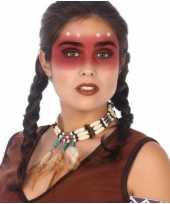 Carnavalskleding indianen verkleed accessoire ketting kralen veren arnhem