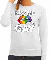 Carnavalskleding kiss me i am gay sweater grijs dames arnhem