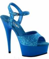 Carnavalskleding neon blauwe glitter sandalen caydence arnhem
