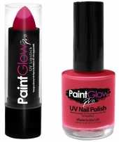 Carnavalskleding neon roze uv lippenstift lipstick nagellak schmink set arnhem