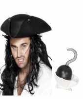 Carnavalskleding piraat accessoires verkleedset direhoekige hoed piratenhaak arnhem
