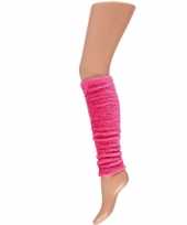 Carnavalskleding pluche beenwarmers neon roze arnhem