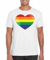 Carnavalskleding t-shirt regenboog vlag hart wit heren arnhem