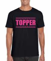 Carnavalskleding topper t-shirt zwart roze bedrukking heren arnhem