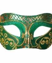Carnavalskleding venetiaans glitter oogmasker groen goud arnhem