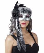 Carnavalskleding venetiaans glitter oogmasker zwart zilver arnhem 10123779