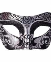 Carnavalskleding venetiaans glitter oogmasker zwart zilver arnhem