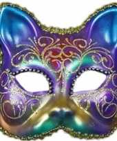 Carnavalskleding venetiaanse regenboog kat masker arnhem