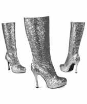 Carnavalskleding zilveren glitter laarzen hak arnhem