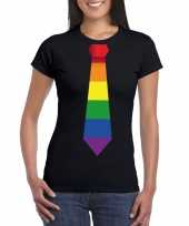 Carnavalskleding zwart t-shirt regenboog vlag stropdas dames arnhem